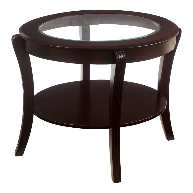 Home Square Stemplez Contemporary Wood 1-Shelf End Table in Espresso - Set of 2