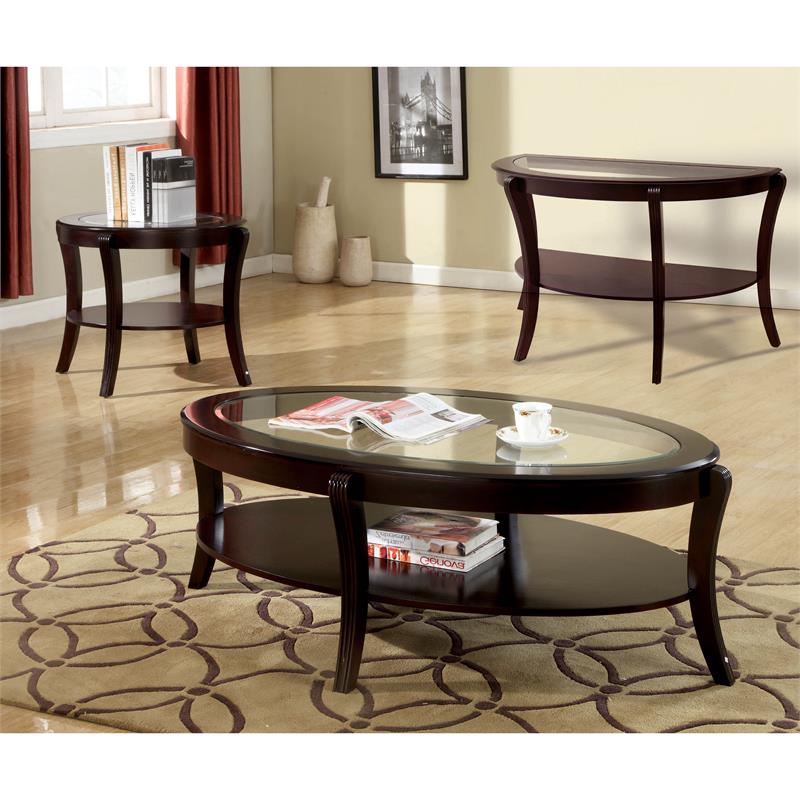 Home Square Stemplez Contemporary Wood 1-Shelf End Table in Espresso - Set of 2