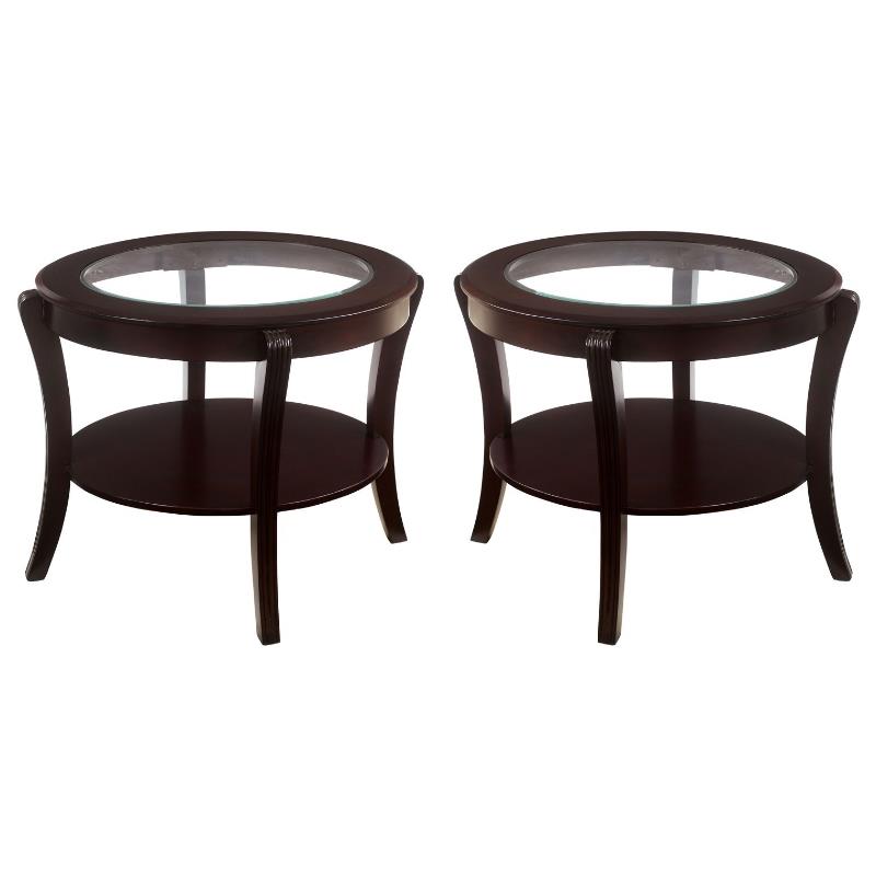 Home Square Stemplez Contemporary Wood 1-Shelf End Table in Espresso - Set of 2