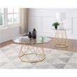 Home Square Growder Contemporary Glass Top End Table in Gold - Set of 2