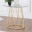 Home Square Growder Contemporary Glass Top End Table in Gold - Set of 2