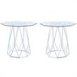 Home Square Growder Contemporary Glass Top End Table in White - Set of 2