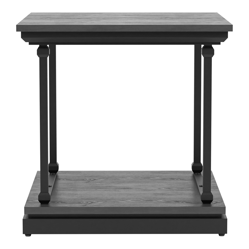 Home Square Drewden Transitional Wood End Table in Antique Gray - Set of 2