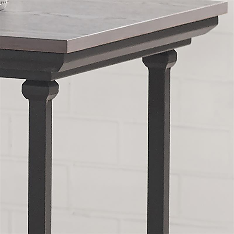 Home Square Drewden Transitional Wood End Table in Antique Gray - Set of 2