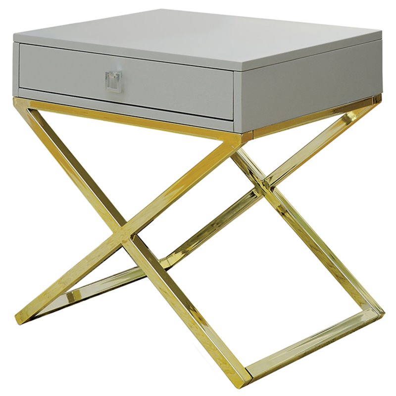 Home Square Ira Contemporary Wood 1-Drawer End Table in Gray - Set of 2