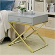 Home Square Ira Contemporary Wood 1-Drawer End Table in Gray - Set of 2