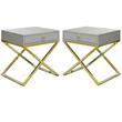 Home Square Ira Contemporary Wood 1-Drawer End Table in Gray - Set of 2
