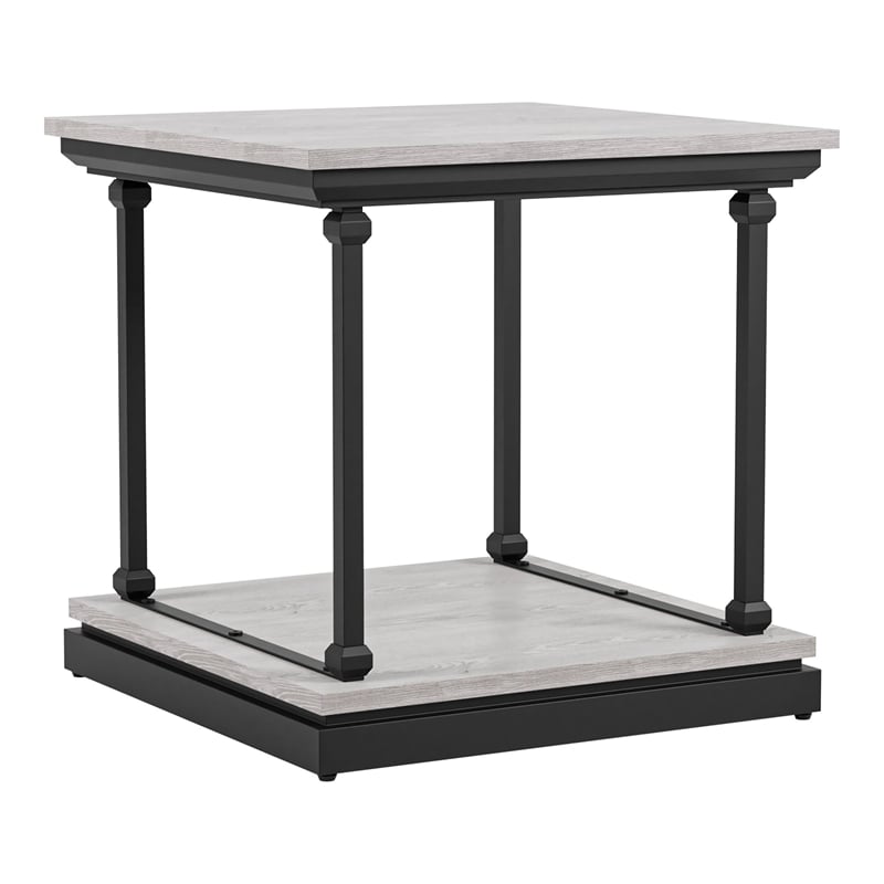Home Square Drewden Transitional Wood End Table in Antique White - Set of 2