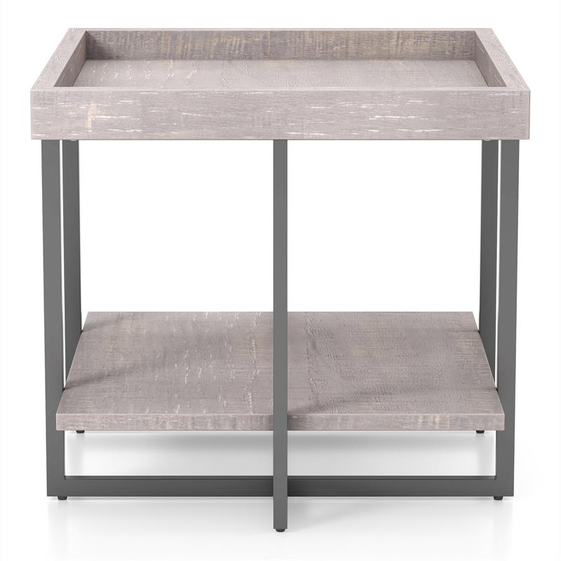 Home Square Humere Wood 1-Shelf End Table in Antique Gray - Set of 2