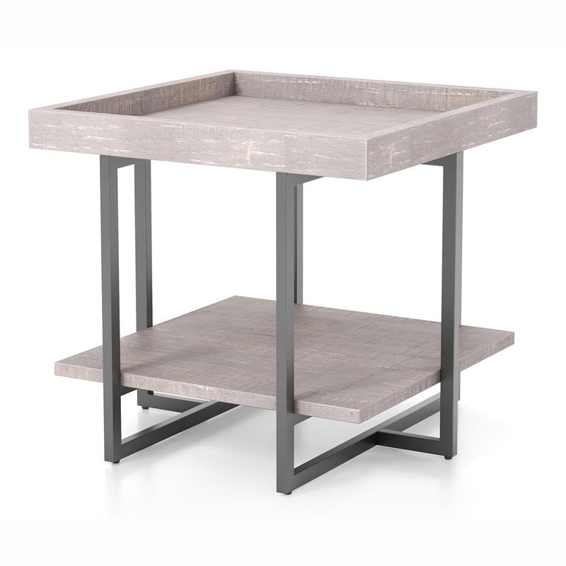 Home Square Humere Wood 1-Shelf End Table in Antique Gray - Set of 2