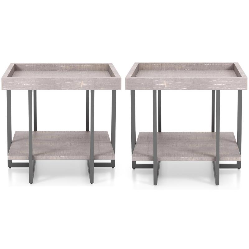 Home Square Humere Wood 1-Shelf End Table in Antique Gray - Set of 2