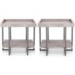 Home Square Humere Wood 1-Shelf End Table in Antique Gray - Set of 2