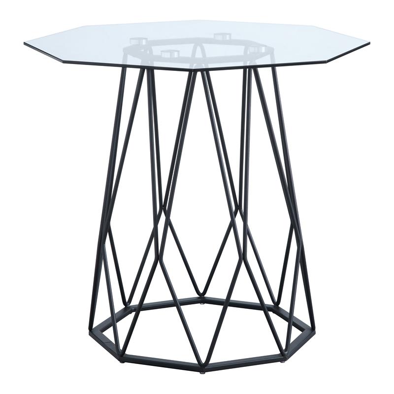 Home Square Growder Contemporary Glass Top End Table in Black - Set of 2