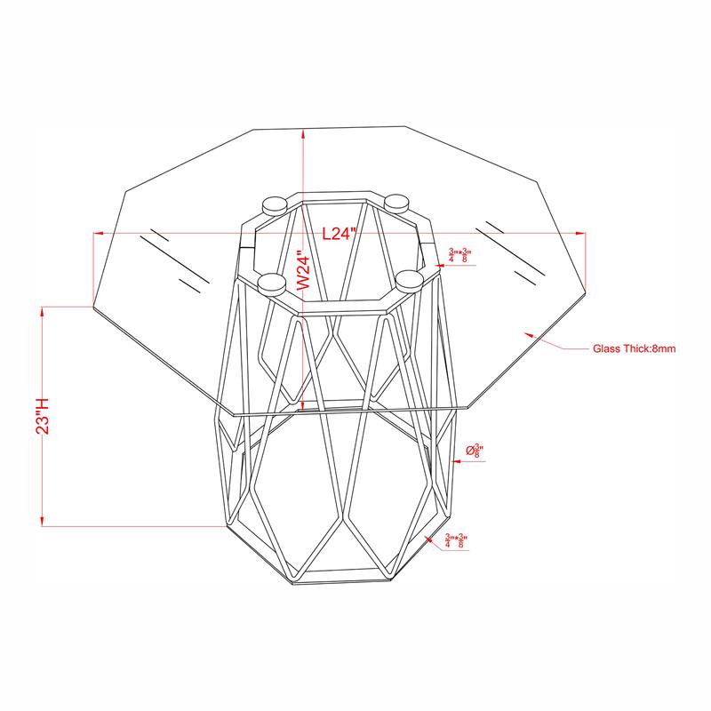 Home Square Growder Contemporary Glass Top End Table in Black - Set of 2