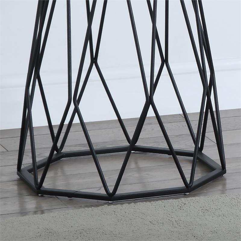Home Square Growder Contemporary Glass Top End Table in Black - Set of 2