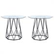 Home Square Growder Contemporary Glass Top End Table in Black - Set of 2