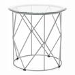 Home Square Fland Contemporary Glass Top End Table in Chrome - Set of 2