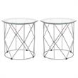 Home Square Fland Contemporary Glass Top End Table in Chrome - Set of 2