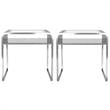 Home Square Marcusen Contemporary Glass Top End Table in Chrome - Set of 2