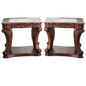 Home Square Traditional Wood Open Shelf End Table in Dark Oak - Set of 2
