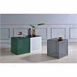 Home Square Kelforia Contemporary Glass Top Side Table in White - Set of 2
