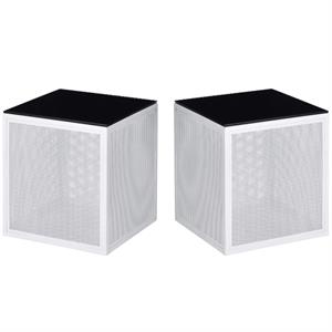 Home Square Kelforia Contemporary Glass Top Side Table in White - Set of 2