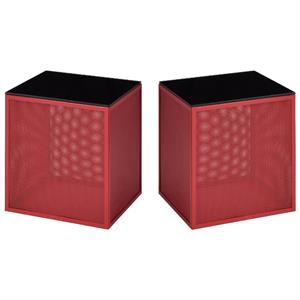 Home Square Kelforia Contemporary Glass Top Side Table in Red - Set of 2