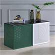 Home Square Kelforia Contemporary Glass Top Side Table in Green - Set of 2