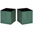Home Square Kelforia Contemporary Glass Top Side Table in Green - Set of 2