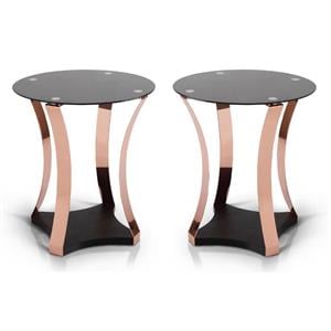 home square contessa metal 1-shelf end table in rose gold - set of 2