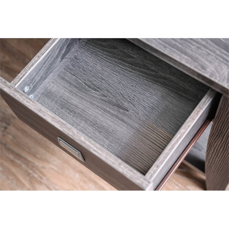 Home Square Ami Transitional Wood Storage End Table in Gray - Set of 2