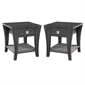 home square ami transitional wood storage end table in gray - set of 2