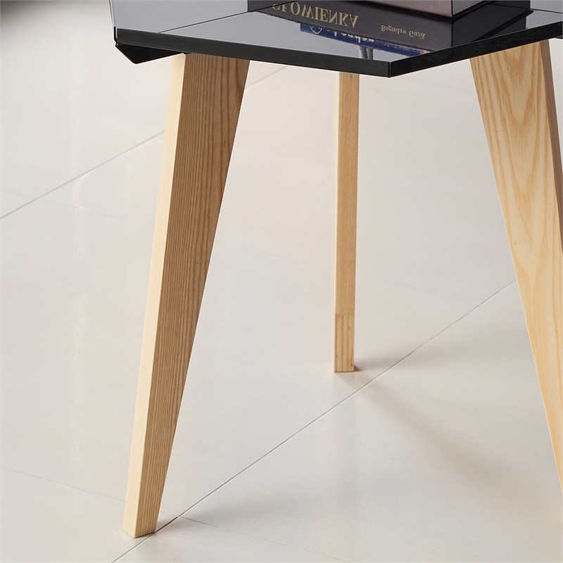 Home Square Bok Modern Chic Metal Tray-Top End Table in Black - Set of 2