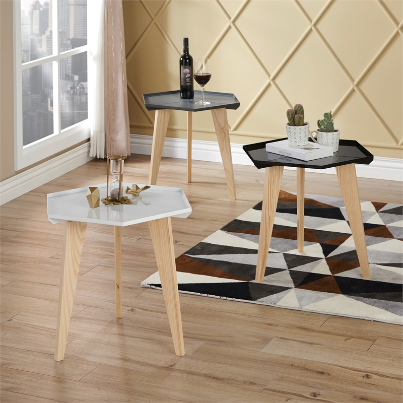 Home Square Bok Modern Chic Metal Tray-Top End Table in Black - Set of 2