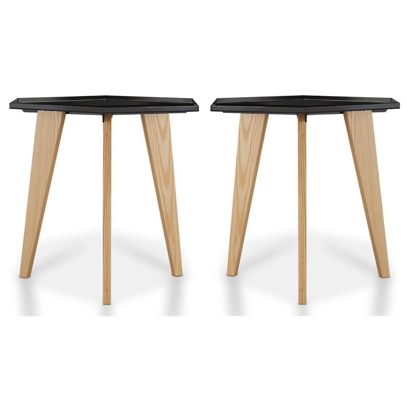 Home Square Bok Modern Chic Metal Tray-Top End Table in Black - Set of 2