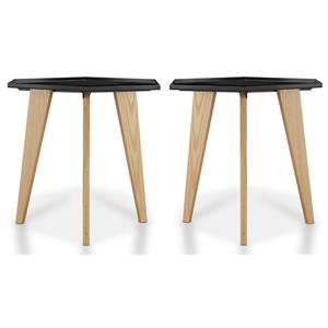 Home Square Bok Modern Chic Metal Tray-Top End Table in Black - Set of 2