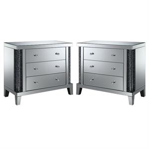 home square maddox glam mirrored large side table in silver - set of 2