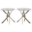 Home Square Cheatham Metal and Glass Round End Table in Chrome - Set of 2