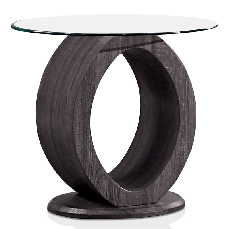 Home Square Mason Contemporary Wood Round End Table in Gray - Set of 2