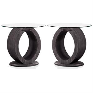 Home Square Mason Contemporary Wood Round End Table in Gray - Set of 2