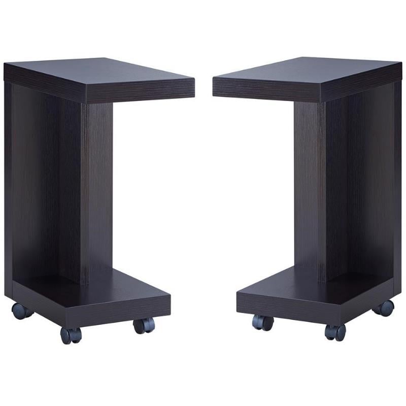 Home Square Modern Vecker Wood Mobile End Table in Espresso - Set of 2