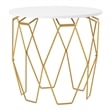 Home Square Zoom Contemporary Wood End Table in White and Gold - Set of 2