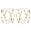 Home Square Zoom Contemporary Wood End Table in White and Gold - Set of 2