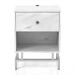 Home Square Lyn Contemporary Wood 1-Drawer End Table in White Marble - Set of 2