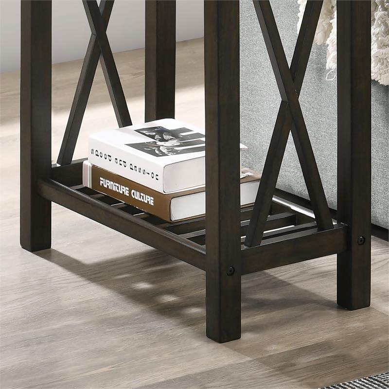 Home Square Quint Contemporary Wood Side Table in Dark Gray - Set of 2