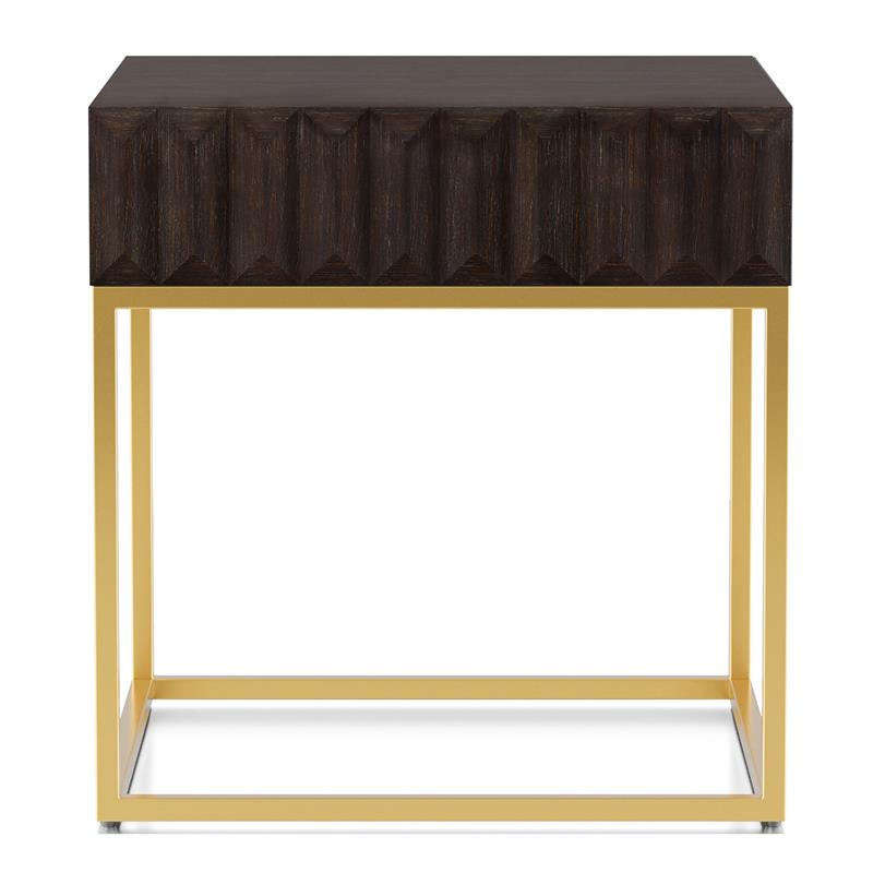 Home Square Giffore Wood 1-Drawer End Table in Walnut and Gold - Set of 2