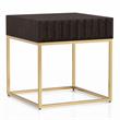 Home Square Giffore Wood 1-Drawer End Table in Walnut and Gold - Set of 2