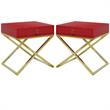 Home Square Ira Contemporary Wood 1-Drawer End Table in Red - Set of 2