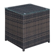 Home Square Daley Contemporary Glass Top Patio End Table in Brown - Set of 2