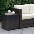 Home Square Daley Contemporary Glass Top Patio End Table in Brown - Set of 2